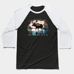 Minnesota Moose Trees Lakes Nature Outdoors Souvenir Baseball T-Shirt